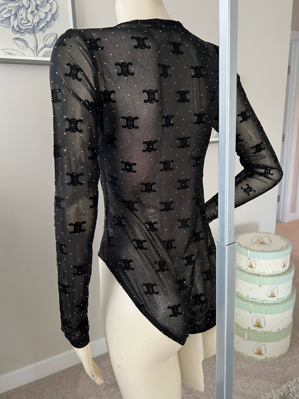 NWT Sheer Black Long-Sleeve Mesh Bodysuit - Picture 10 of 12